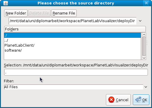 Select the directory which should be sent to the node. Select the directory which should be sent to the node.